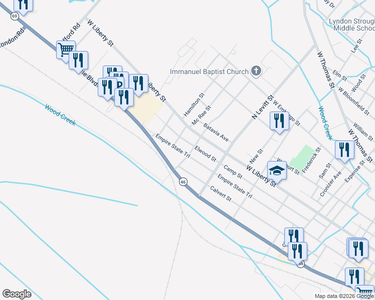 map of restaurants, bars, coffee shops, grocery stores, and more near 101-105 S Charles St in Rome