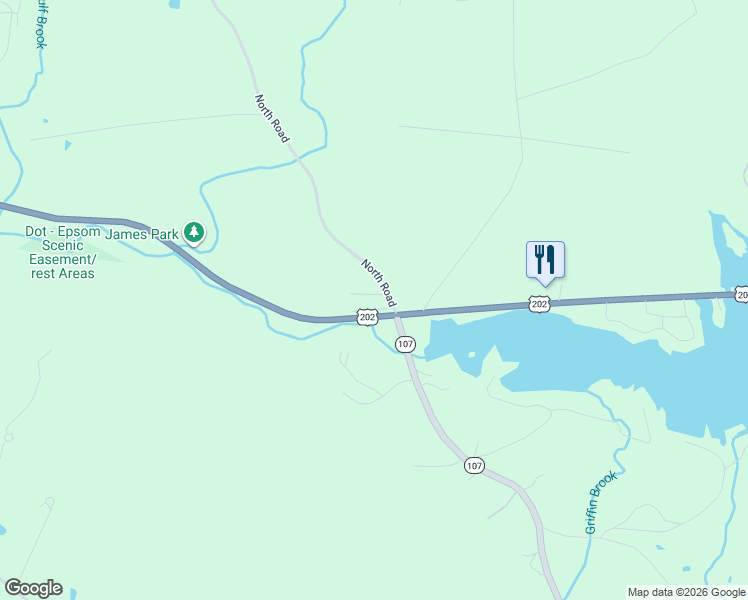 map of restaurants, bars, coffee shops, grocery stores, and more near 39 North Road in Epsom