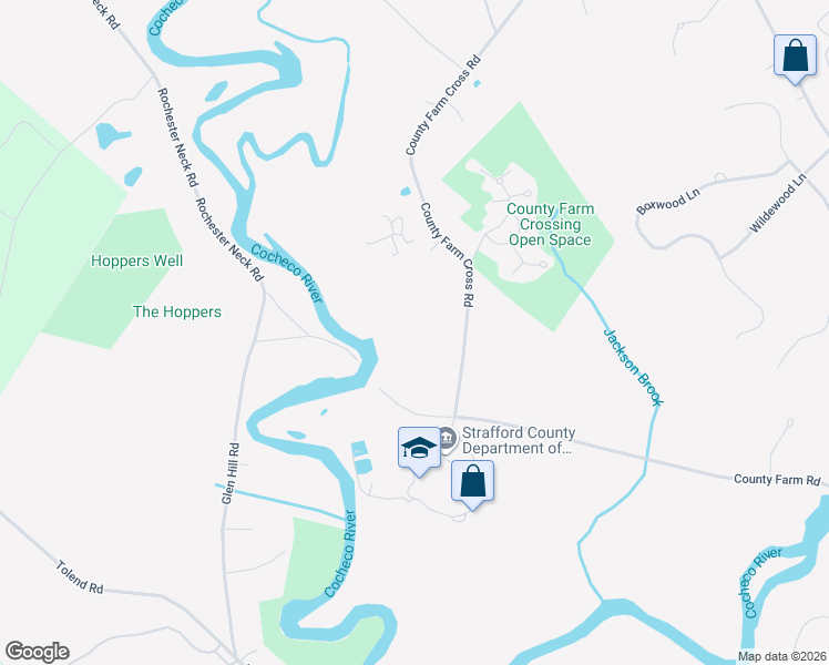 map of restaurants, bars, coffee shops, grocery stores, and more near 285 County Farm Cross Road in Dover