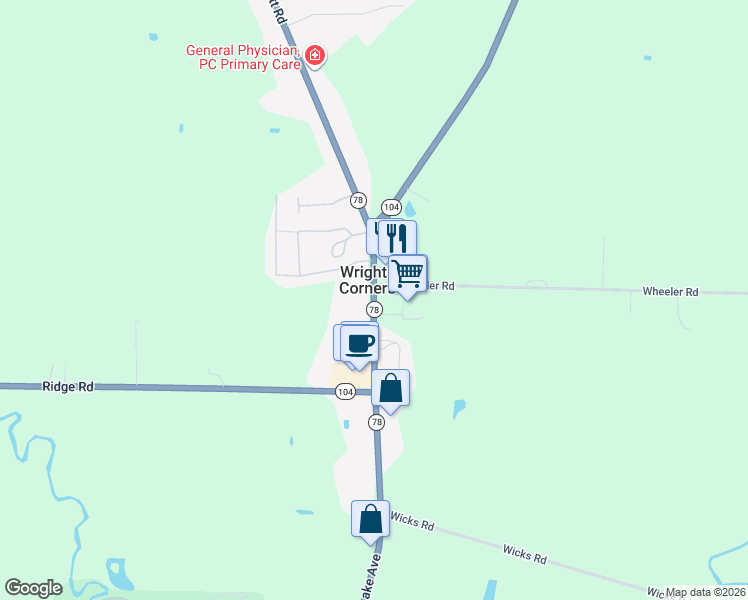 map of restaurants, bars, coffee shops, grocery stores, and more near 3929 Lockport Olcott Road in Lockport