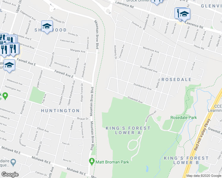 map of restaurants, bars, coffee shops, grocery stores, and more near in Hamilton