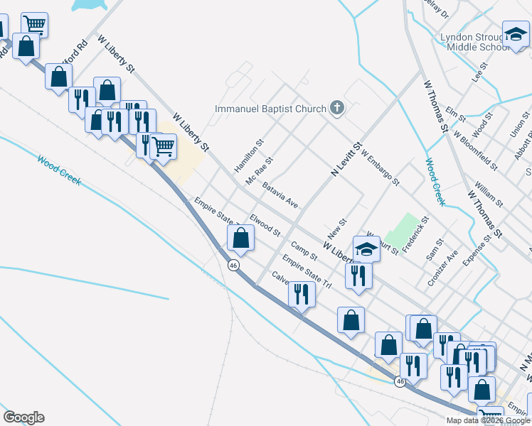 map of restaurants, bars, coffee shops, grocery stores, and more near 930 West Liberty Street in Rome