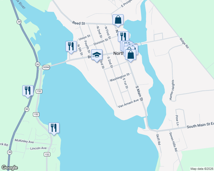 map of restaurants, bars, coffee shops, grocery stores, and more near 221 South 3rd Street in Northville