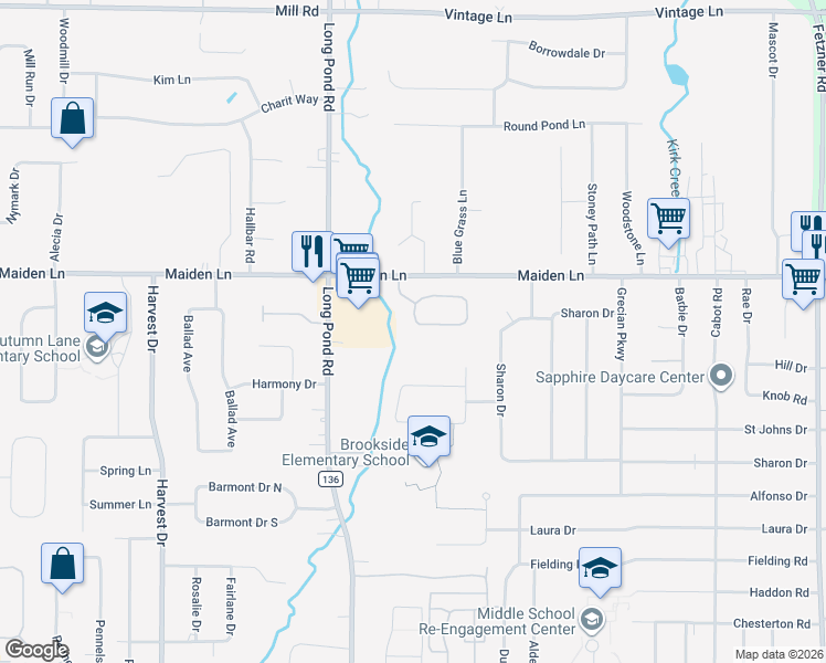 map of restaurants, bars, coffee shops, grocery stores, and more near 19 Running Brook Lane in Rochester