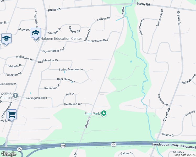 map of restaurants, bars, coffee shops, grocery stores, and more near 552 Spring Meadow Lane in Webster