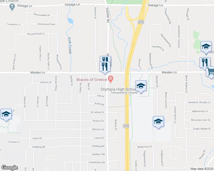 map of restaurants, bars, coffee shops, grocery stores, and more near 674 Fetzner Road in Rochester