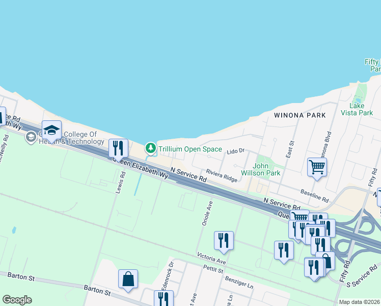 map of restaurants, bars, coffee shops, grocery stores, and more near 11 Shadowdale Drive in Hamilton