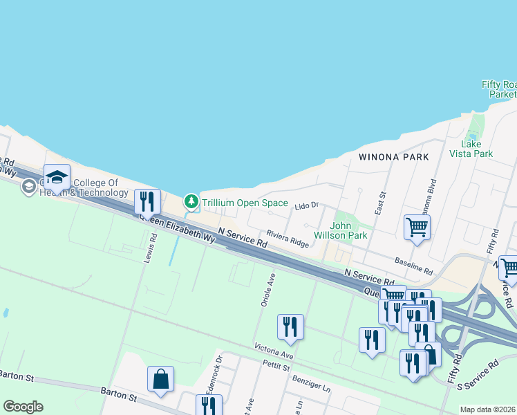 map of restaurants, bars, coffee shops, grocery stores, and more near 10 Shadowdale Drive in Hamilton