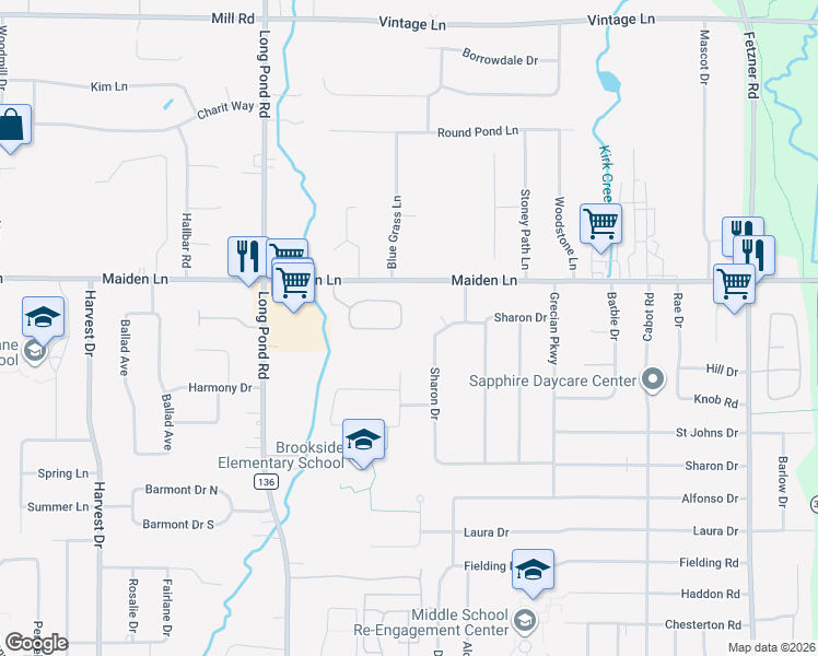 map of restaurants, bars, coffee shops, grocery stores, and more near 69 Running Brook Lane in Rochester