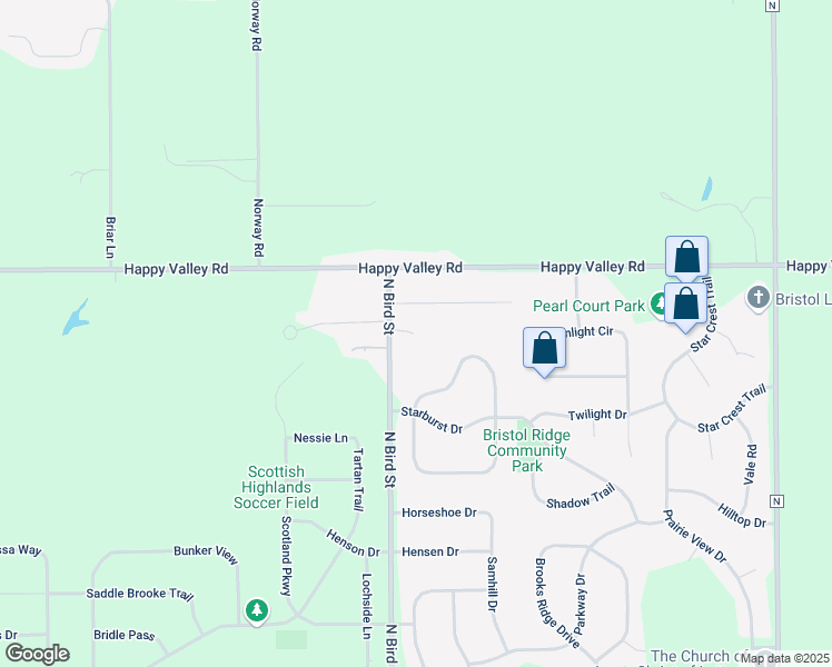 map of restaurants, bars, coffee shops, grocery stores, and more near 6832 North Bird Street in Sun Prairie