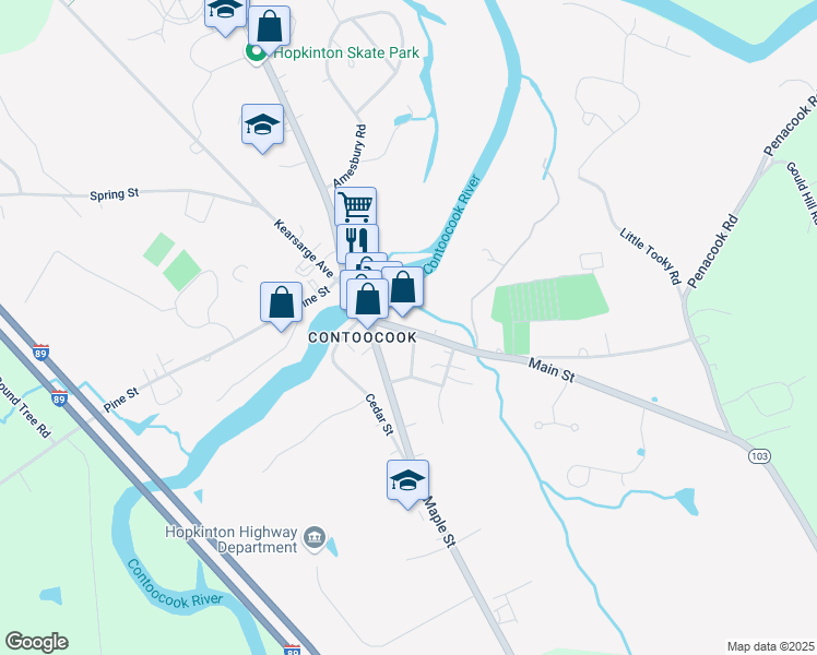 map of restaurants, bars, coffee shops, grocery stores, and more near 868 Main Street in Hopkinton