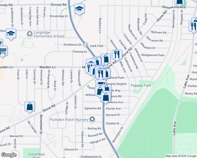 map of restaurants, bars, coffee shops, grocery stores, and more near in Monroe County