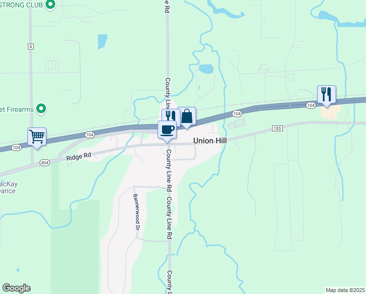 map of restaurants, bars, coffee shops, grocery stores, and more near 92 Ridge Road in Ontario