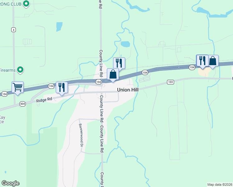 map of restaurants, bars, coffee shops, grocery stores, and more near 108 Ridge Road in Ontario