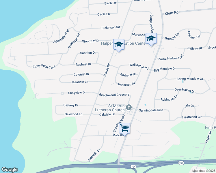 map of restaurants, bars, coffee shops, grocery stores, and more near 241 Royal Parkway in Webster
