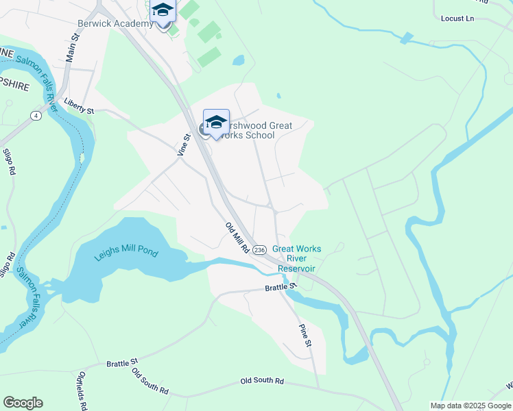 map of restaurants, bars, coffee shops, grocery stores, and more near 74 Academy Street in South Berwick