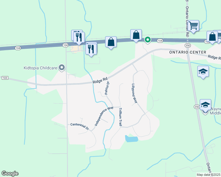 map of restaurants, bars, coffee shops, grocery stores, and more near 6158 Patriot Drive in Ontario