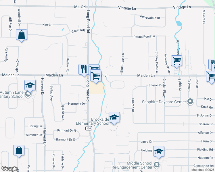 map of restaurants, bars, coffee shops, grocery stores, and more near 19 Running Brook Lane in Rochester