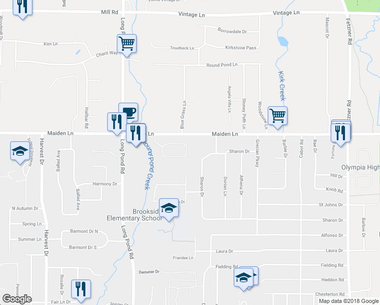 map of restaurants, bars, coffee shops, grocery stores, and more near 69 Running Brook Lane in Rochester