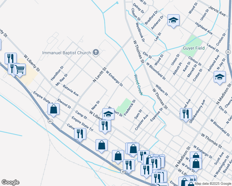 map of restaurants, bars, coffee shops, grocery stores, and more near 322 North Doxtator Street in Rome