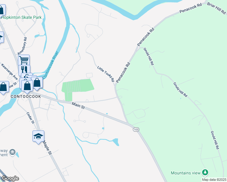 map of restaurants, bars, coffee shops, grocery stores, and more near 211 Penacook Road in Hopkinton