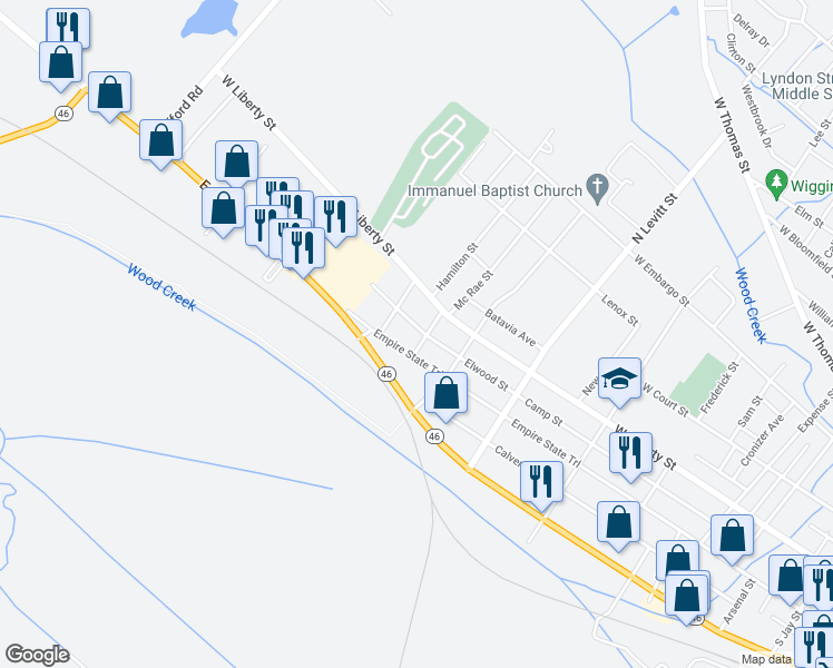 map of restaurants, bars, coffee shops, grocery stores, and more near 1028 West Dominick Street in Rome