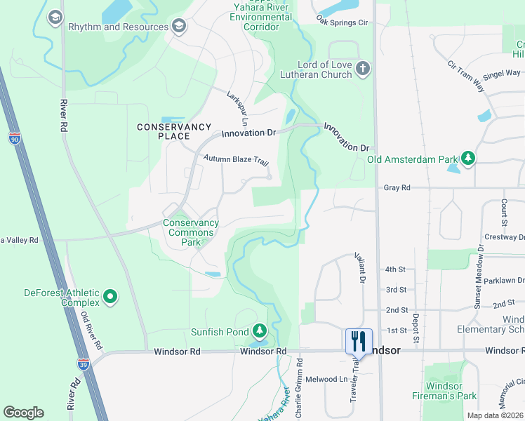 map of restaurants, bars, coffee shops, grocery stores, and more near 4614 Prairie Fire Court in DeForest