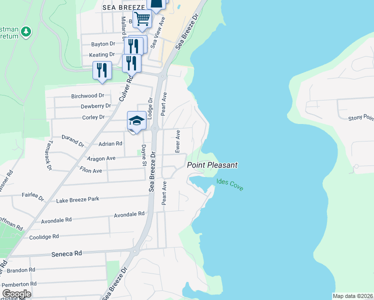 map of restaurants, bars, coffee shops, grocery stores, and more near 103 Pleasant Avenue in Rochester