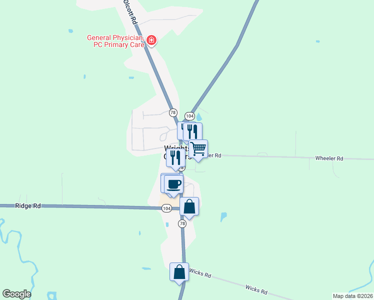 map of restaurants, bars, coffee shops, grocery stores, and more near 3929 Lockport Olcott Road in Lockport