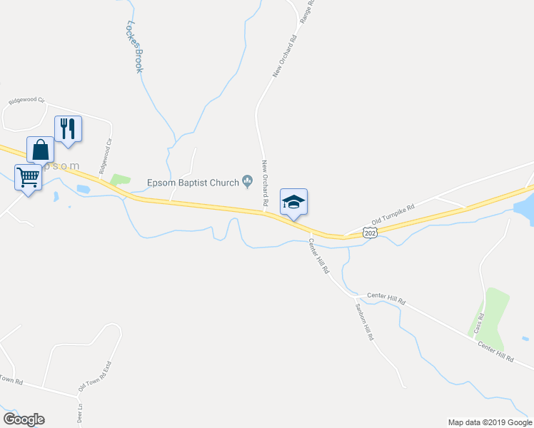 map of restaurants, bars, coffee shops, grocery stores, and more near 1571 Dover Road in Epsom