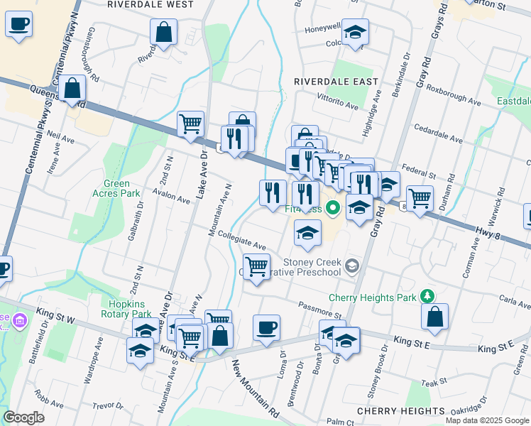 map of restaurants, bars, coffee shops, grocery stores, and more near 28 Dale Avenue in Hamilton