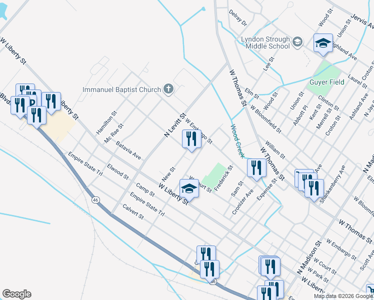 map of restaurants, bars, coffee shops, grocery stores, and more near 299 New Street in Rome