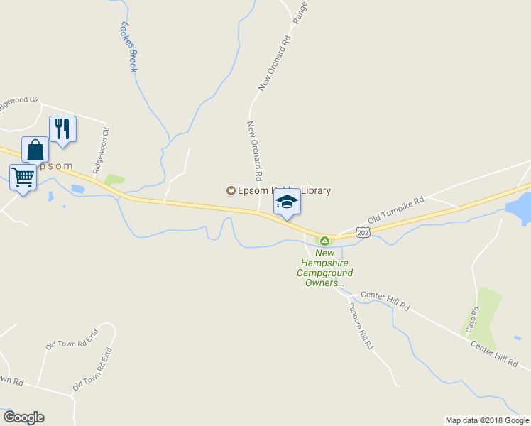 map of restaurants, bars, coffee shops, grocery stores, and more near 1580 Dover Road in Epsom