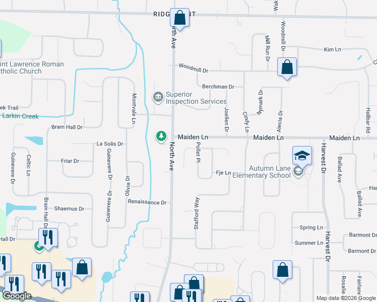 map of restaurants, bars, coffee shops, grocery stores, and more near 18 Camomile Lane in Rochester