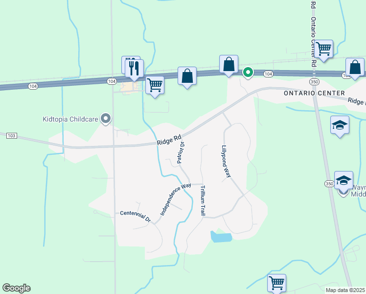 map of restaurants, bars, coffee shops, grocery stores, and more near 6158 Patriot Drive in Ontario