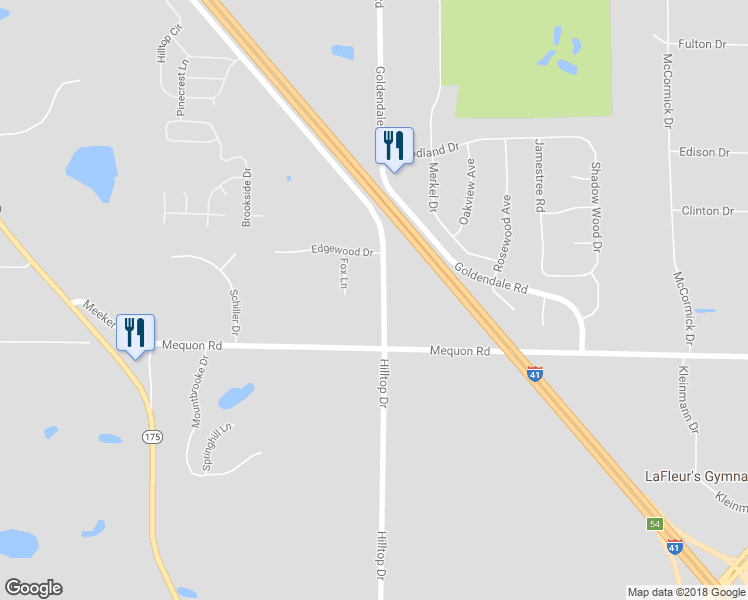 map of restaurants, bars, coffee shops, grocery stores, and more near W204N11295 Hilltop Drive in Cedarburg
