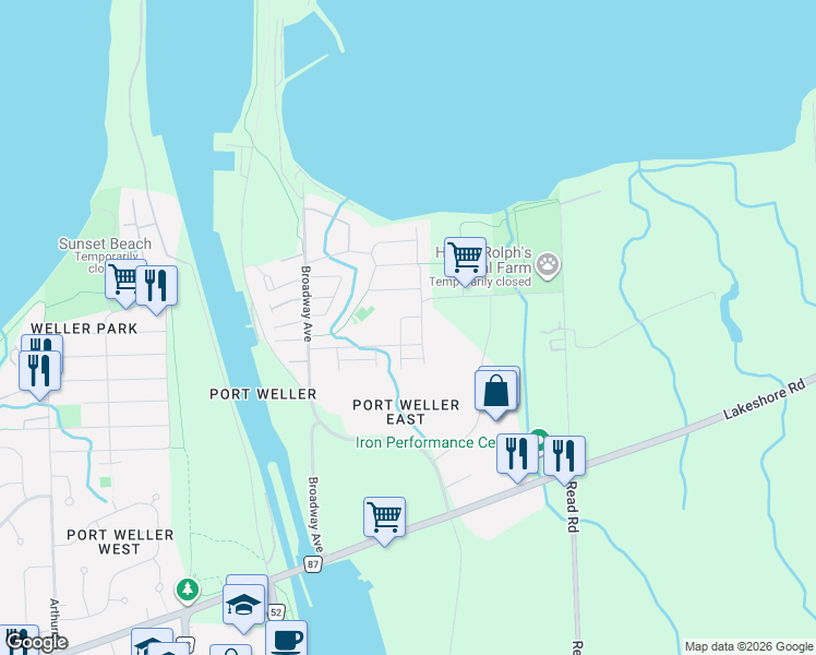 map of restaurants, bars, coffee shops, grocery stores, and more near in St. Catharines