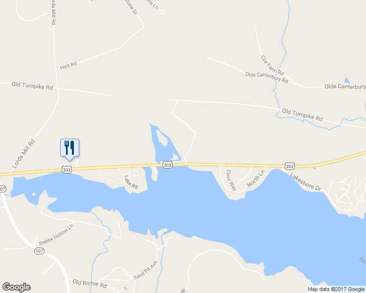 map of restaurants, bars, coffee shops, grocery stores, and more near 3 Spruce Cove Road in Northwood