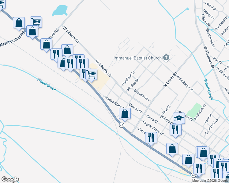map of restaurants, bars, coffee shops, grocery stores, and more near 1028 West Dominick Street in Rome