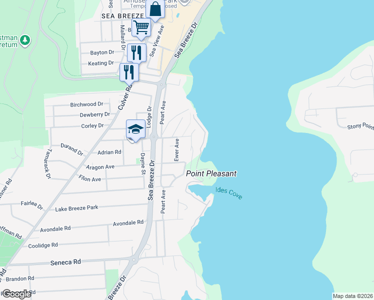 map of restaurants, bars, coffee shops, grocery stores, and more near 103 Pleasant Avenue in Rochester