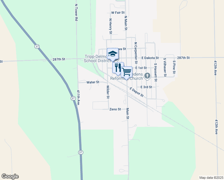 map of restaurants, bars, coffee shops, grocery stores, and more near 301-399 Wilder Street in Tripp
