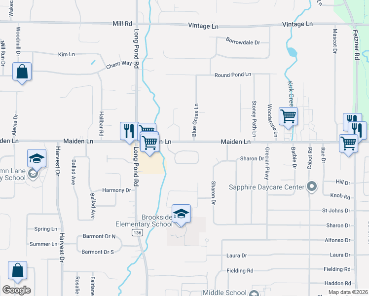 map of restaurants, bars, coffee shops, grocery stores, and more near 1824 Maiden Lane in Rochester