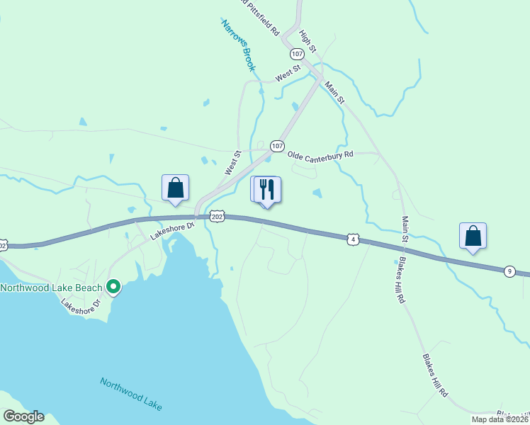 map of restaurants, bars, coffee shops, grocery stores, and more near 1334 1st New Hampshire Turnpike in Northwood