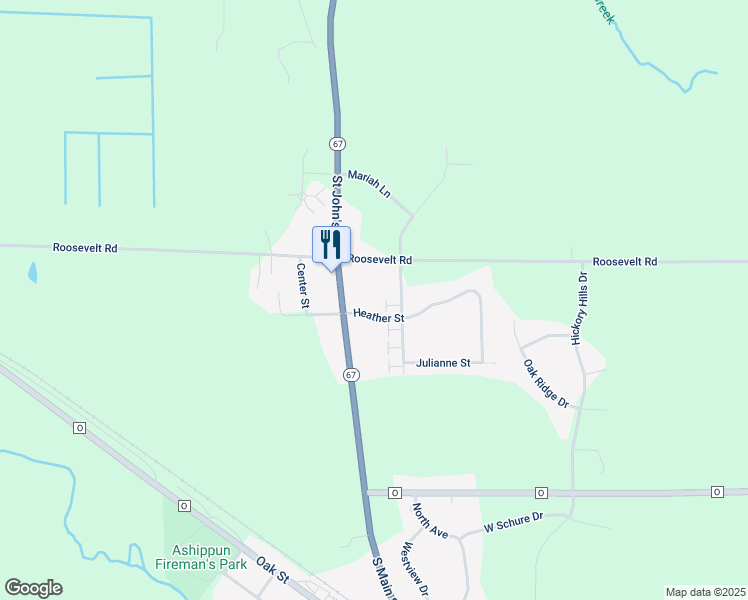 map of restaurants, bars, coffee shops, grocery stores, and more near N887 Amanda Street in Oconomowoc