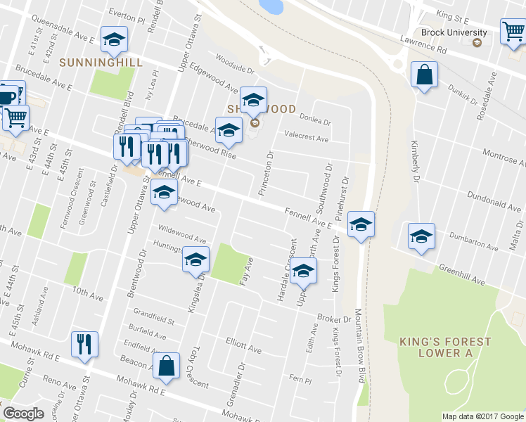 map of restaurants, bars, coffee shops, grocery stores, and more near in Hamilton
