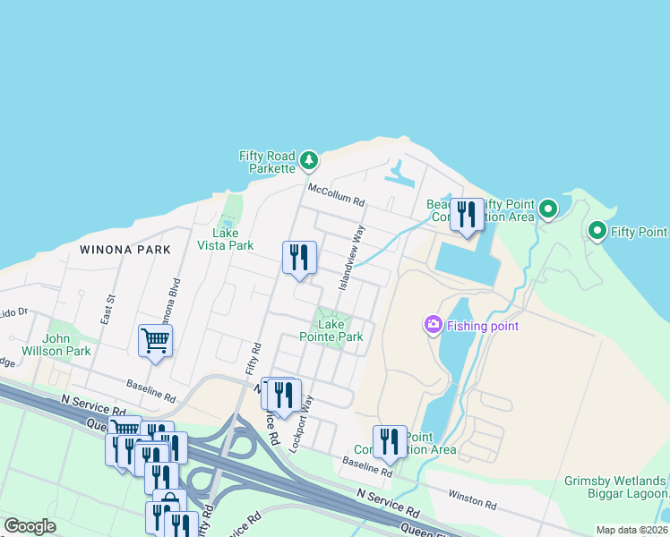 map of restaurants, bars, coffee shops, grocery stores, and more near 7 Cardigan Place in Hamilton