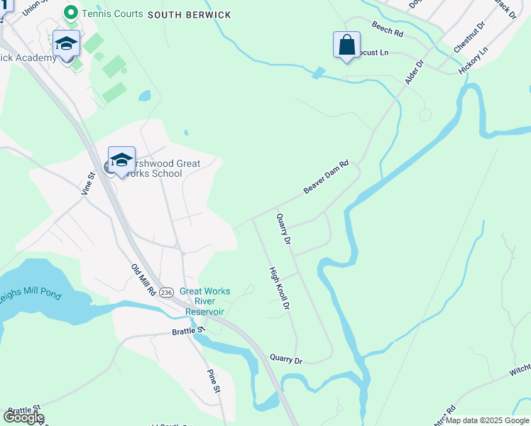 map of restaurants, bars, coffee shops, grocery stores, and more near 49 Beaver Dam Road in South Berwick