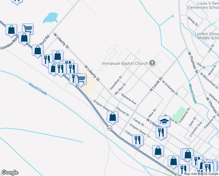 map of restaurants, bars, coffee shops, grocery stores, and more near 201 Hamilton Street in Rome