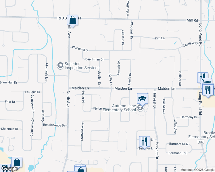 map of restaurants, bars, coffee shops, grocery stores, and more near 11 Cindy Lane in Rochester