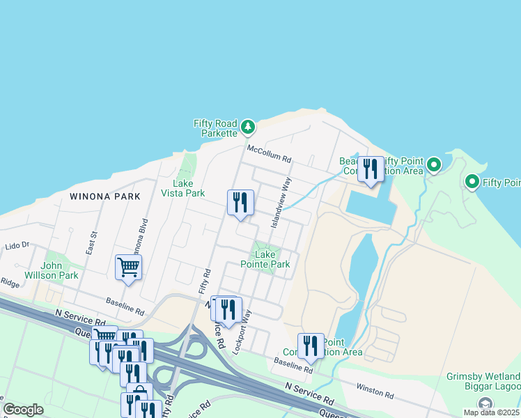 map of restaurants, bars, coffee shops, grocery stores, and more near 7 Cardigan Place in Hamilton